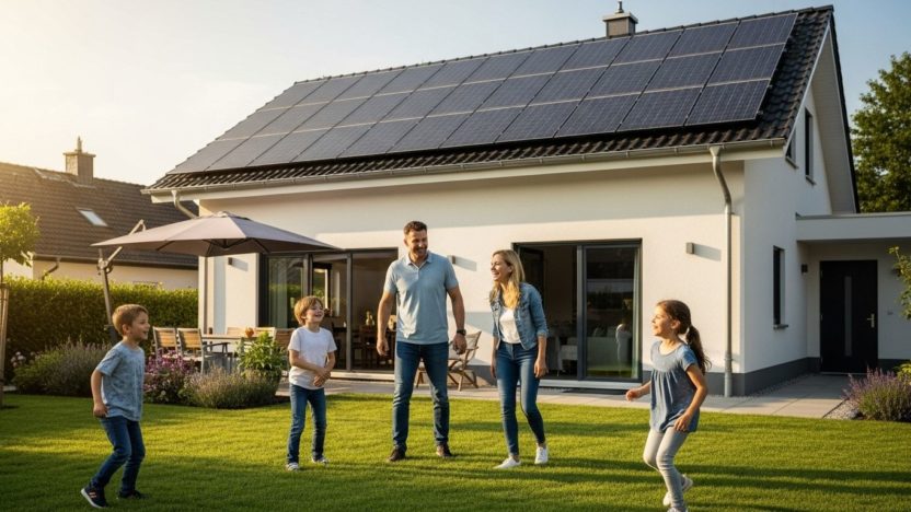 Solaranlage Einfamilienhaus Familie