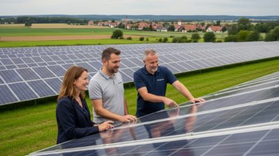 deutscher Solarpark Menschen Landschaft